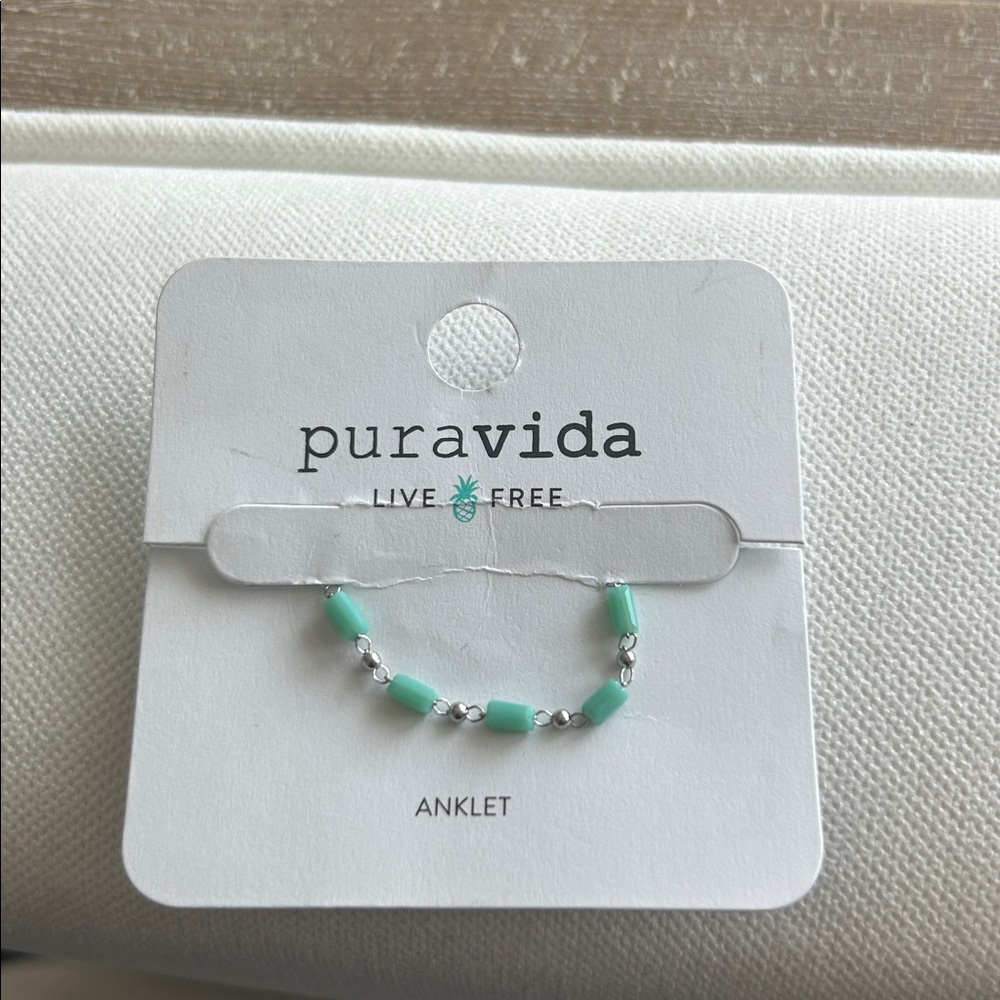 Pura Vida Turquoise and Silver Anklet Bracelet NWT - Picture 6 of 6